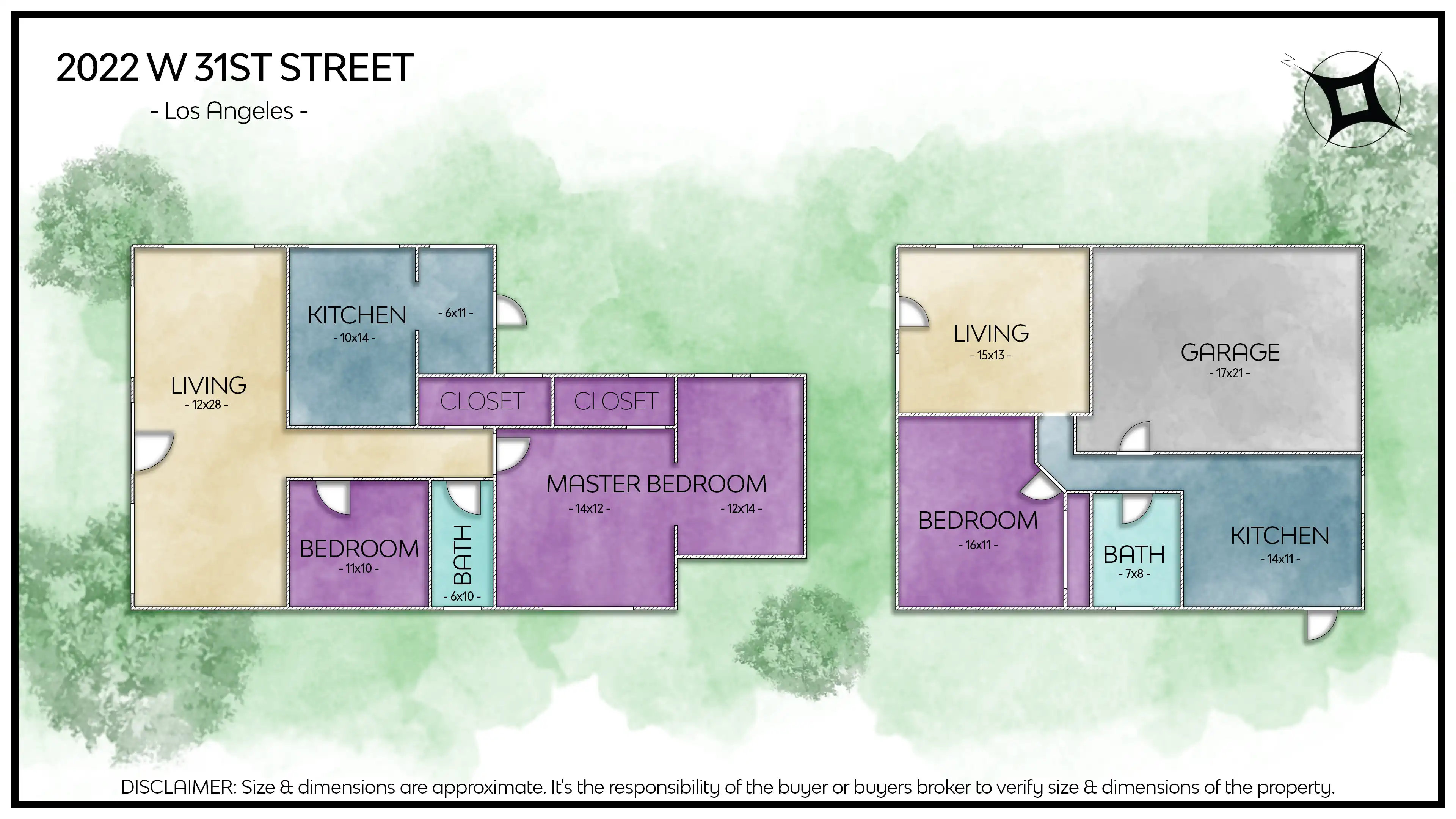 Watercolor rendition of a floorplan