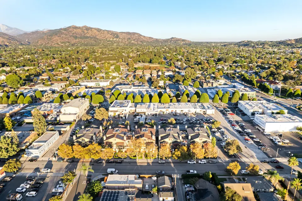 Aerial view of the neighborhood toward the foothills
